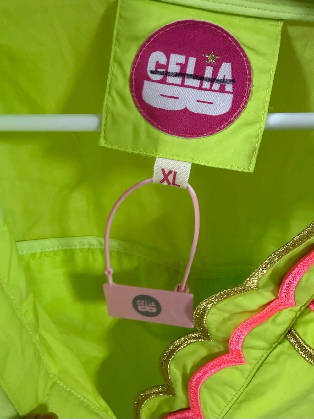 Celia B Dress . Lime Pink and gold . NEW with Tags ‼️ size XL - Picture 5 of 7